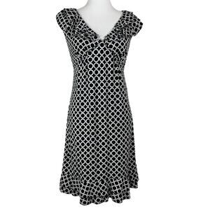 NWT Max Studio Black and White Ruffle Shoulder Fit and Flare Dress Size Small